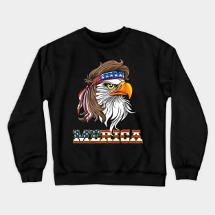 Eagle Mullet 4th of July American Flag Crewneck Sweatshirt